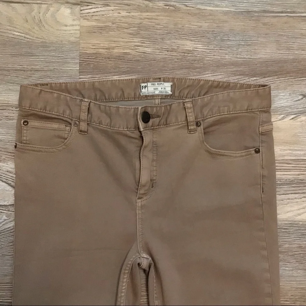 Free People Brown Mid Rise Destroyed Skinny Jeans 31